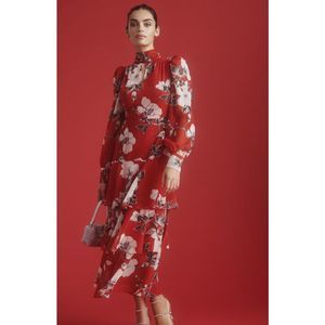 Anthropologie Exquise Tiered Mock-Neck Maxi Dress